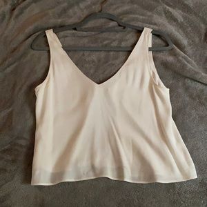 Aritzia Wilfred Cream V-Neck Sleeveless Silky Tank Tie Back